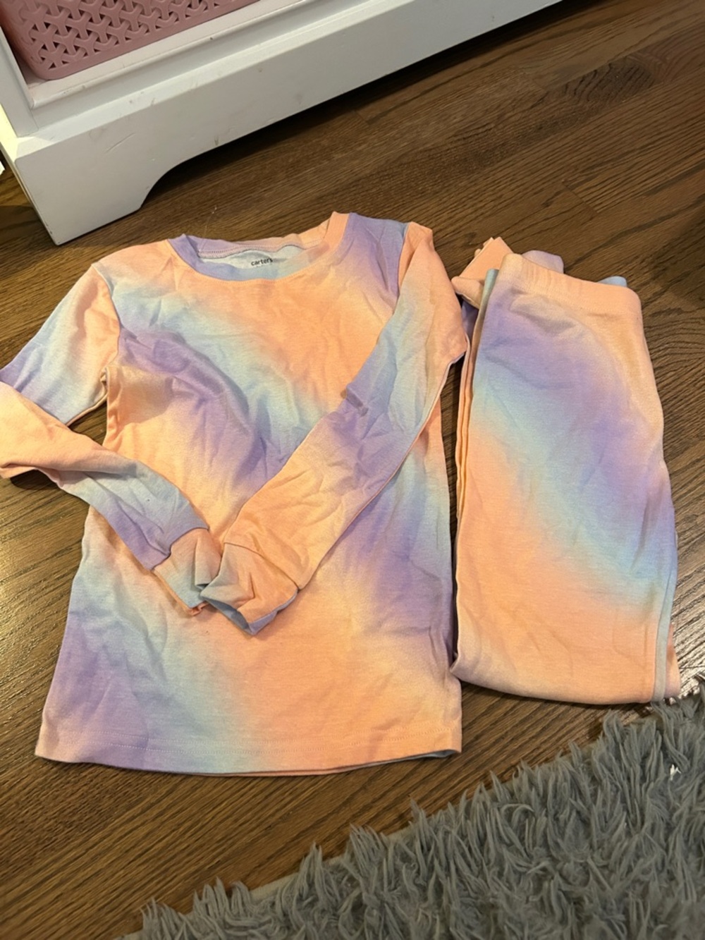 Carter's Girls Tie-Dye Two-Piece Pajama Set - Peach, Lavender, Light Blue